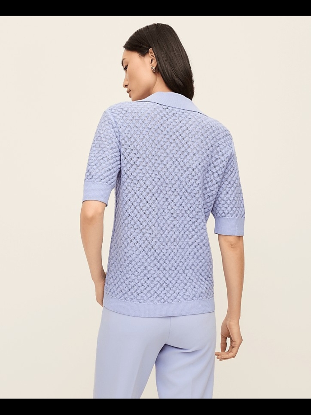 Ann Taylor Lilac Textured Knit Polo Sweater - Picture 2 of 8